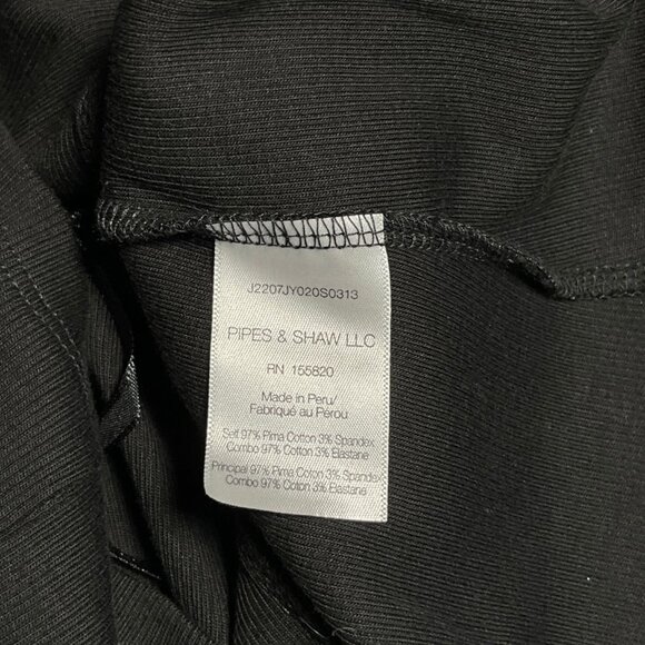 Veronica Beard Gidea Ruffled Top Black Square Neck Ribbed Long